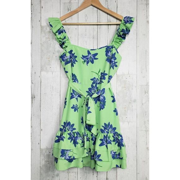 Likely Revolve Charlotte Belted Floral Tiered Ruffle Hem Dress Sz 6 - Picture 2 of 7